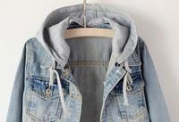 Veste à capuche en denim brut tissé pour femme, style le plus récent, respirante, coupe-vent, manches longues, logo personnalisé et tailles ajustables