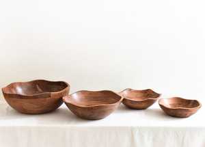 Cuenco redondo de madera Diseño moderno natural para servir masa Comida Ensalada Mezclar sopa de frutas Hecho a mano - Product Image 3