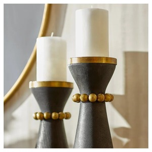 Porte-bougie en bois noir et or avec perles, design élégant et moderne, aspect royal pour un intérieur élégant, fabriqué à la main en Inde - Product Image 4