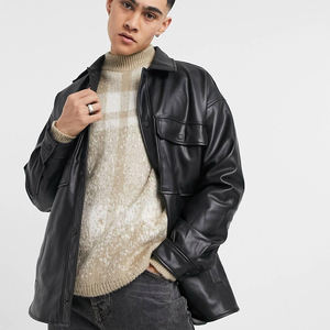 Chemise en cuir décontractée pour hommes noir solide Tissu Dobby de haute qualité Séchage rapide Respirant Fabriqué en usine Conception durable Excellent - Product Image 1