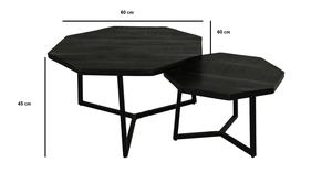 Solid <b>Wood</b> Top Rustic Black Finish Nesting Tables <b>Set</b> of 2 for Home Living Room Cafe Restaurant Coffee Table Home Furniture - Product Image 6