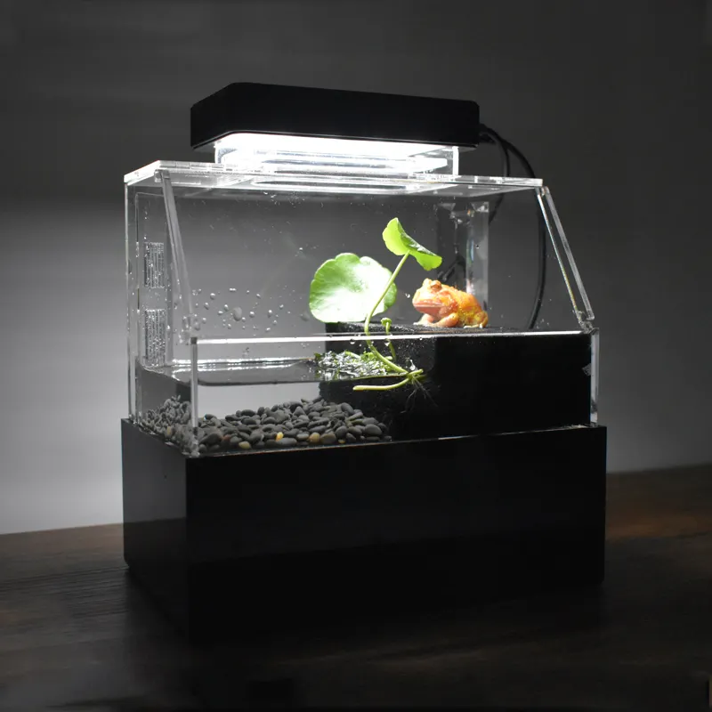 Relaxlines chine fournitures personnalisé intérieur petit bureau maison table décoration de bureau mini plastique acrylique aquarium aquarium