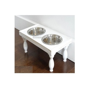 High Quality Steel <b>Cat</b> Dog <b>Bowls</b> with Wooden Stand Trending Design From Home Arts Manufacturer Eco-Friendly Solid Pattern - Product Image 2