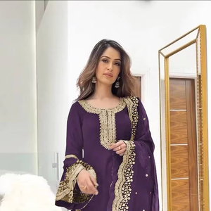 ชุดงานปักผ้าจอร์เจียแท้ผ้าจอร์เจียพร้อมแขนเสื้อแฟนซีเสื้อใส่ทำงานบนงาน sharara และลูกไม้ - Product Image 1