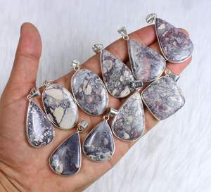 Porcelana jaspe piedra preciosa cabujón colgante Premium bisel conjunto joyería natural piedra preciosa - Product Image 3