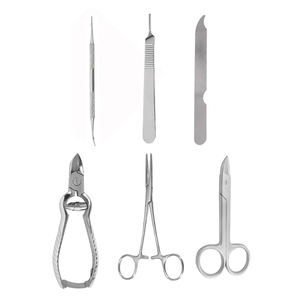 Kit de podologie professionnel de haute qualité et durable pour la maison, 6 pièces en acier inoxydable, étui en cuir, nouvel arrivage, ensemble d'instruments de podologie - Product Image 1