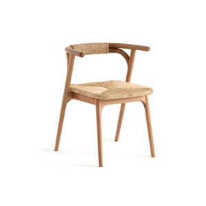 Sillas de Comedor Modernas Hema de Madera de Teca Rústica y Ratán Tejido para Uso en Interiores y Exteriores con Acabado Natural - Product Image 1