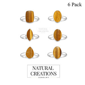 925 Sterling Silver <b>Ring</b> Bezel Setting Tiger Eye Gemstone Mix Shapes Classic Wedding Party Trendy Fashionable Unisex - Product Image 2