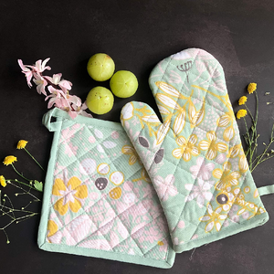 2023 en ligne Top vente cuisson antidérapant résistant à la chaleur isolation 100% coton biologique Gots certificat Western Kitchengloves mitaine - Product Image 2
