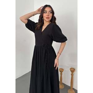 Robe longue en mousseline noire - Noir - Product Image 3