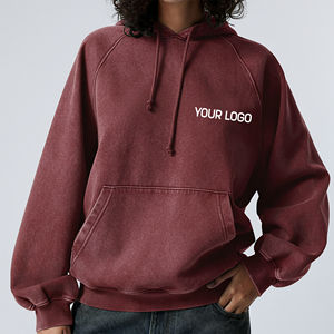 Sweat-shirts pour femmes en coton 100% 360 GSM, lavage à l'acide, OEM/ODM, streetwear automne/hiver, vintage, logo imprimé personnalisé - Product Image 4