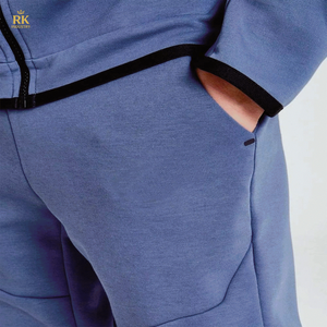 Logotipo de marca personalizado 69% algodón 31% poliéster azul cielo niños Tech polar chándal con cremallera completa Sudadera con capucha Joggers pantalones de chándal - Product Image 3