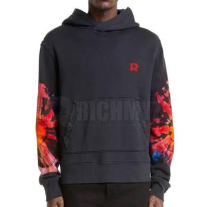 Nouveaux sweats à capuche pour hommes avec impression sur le bras, design tendance, couleur noire, poids lourd, sweats à capuche pour hommes, vente en gros personnalisée, streetwear pour hommes - Product Image 2