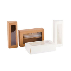 Boîte d'emballage en papier kraft avec fenêtre transparente Tiroir pliant Boîtes d'emballage cadeau pour biscuits et bonbons Boîte de présentation pour bijoux - Product Image 1