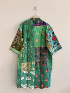 Traditional Handmade Kantha Silk Kimono Jacket For Women - Product Image 4