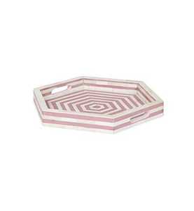 Plateau rond de style moderne avec incrustation de nacre et mosaïque florale turquoise, plateau de service décoratif pour table basse - Product Image 2