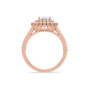 IGI Certified Pear Cut Lab Grown Diamond Double Halo <b>Split</b> Diamond Shank Engagement-Wedding <b>Ring</b> in 9K Yellow/White/Rose Gold - Product Image 3