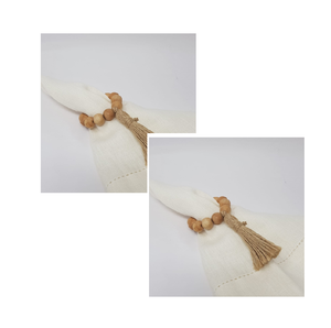 Rond de serviette en bois porte-serviettes perlé de luxe fête mariage noël vaisselle de table et utilisation au meilleur prix - Product Image 1