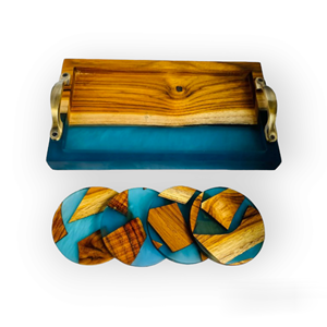 Bandeja de Servicio de Resina Epoxi Brillante y Madera, Bandeja de Servicio de Resina Epoxi y Madera Personalizada para el Hogar, Restaurantes, por Saniya Handicraft - Product Image 3
