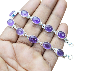 Handmade Classical Tennis <b>Bracelet</b> 925 Sterling Silver Jewelry Women <b>Amethyst</b> Gemstone Trendy Style Gift - Product Image 1
