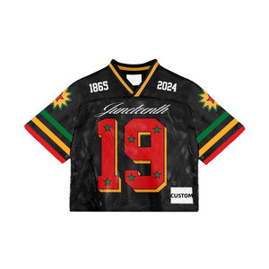 Maillot de football américain col en V personnalisé, haut court en maille de coton polyester respirant cousu pleine sublimation grande taille - Product Image 6