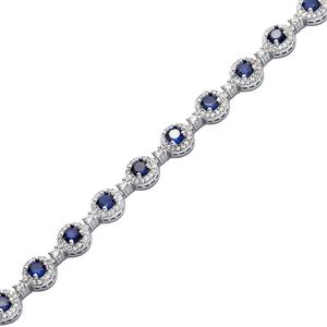 Sparkle Sapphire CZ forma redonda pulsera de tenis 925 Plata joyería fina hecha a mano turca al por mayor - Product Image 3