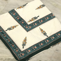 Sprei Katun Motif Bunga Cetak Tangan 8 Pcs Modern Rajutan Perlengkapan Tidur Pernikahan Ukuran Twin Queen & King