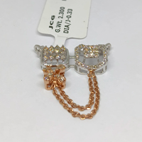 Ensemble de pendentifs et boucles d'oreilles élégants et magnifiques en or rose et blanc 14 carats, certifiés IGI, avec diamants taille brillant et pierres colorées