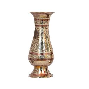 Vase à fleurs en laiton de haute qualité avec gravure multicolore et peinture blanche or fini pour Vase à fleurs décoratif de Table - Product Image 5