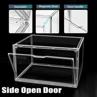 Boîte à chaussures transparente pliable personnalisée avec logo, empilable, en acrylique magnétique, organisateur de rangement pour chaussures