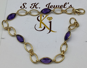 Vintage New Design Fashion Amethyst Mar Cut <b>Silver</b> <b>Bracelet</b> 925 Sterling <b>Silver</b> Jewellery Cutest Artisanal Bezel Setting Gift - Product Image 1
