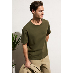 GRIMELANGE AXION เสื้อยืดคอกลมผ้าฝ้ายออร์แกนิก 100% ทรงพอดีตัวสำหรับผู้ชาย - Product Image 4