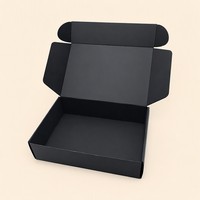 Boîte d'expédition en carton ondulé noir mat recyclé personnalisée pour l'emballage de vêtements, boîte cadeau
