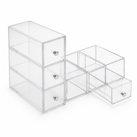 Boîte de rangement de bureau en acrylique transparent personnalisée avec compartiments pour cosmétiques et papeterie