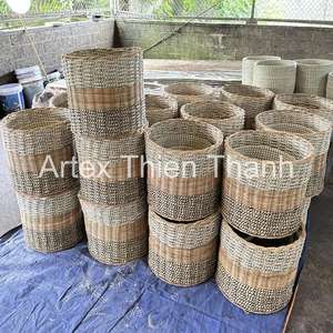 Cesta de Mimbre Tejida a Mano, Sostenible, de Jacinto de Agua, Tejido Abierto, Cesta Alta para Almacenamiento, Decoración del Hogar, Mayorista, Mejor Vendedor - Product Image 6