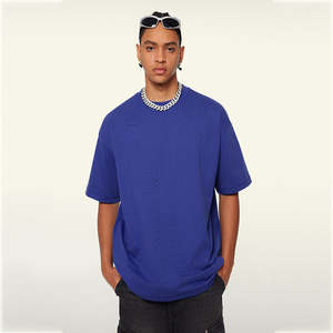 Surdimensionné en gros été 320g Spandex/Polyester respirant Boxy blanc goutte épaule formelle hommes T-shirts régulier sérigraphie - Product Image 4