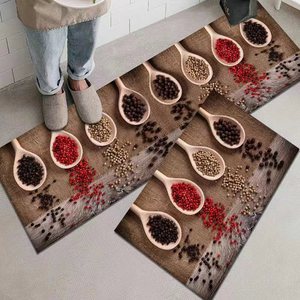Ensemble de tapis de cuisine modernes et originaux, personnalisés, en polyester, velours, polaire cristalline, dessus à pois, fond antidérapant, faciles à nettoyer, décoratifs - Product Image 6