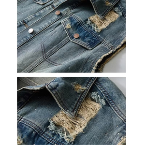 <b>Mens</b> Retro Distressed Denim <b>Vest</b> | Loose Fit Sleeveless Jean Jacket | Shoulder Cutoff Outerwear for Spring Autumn Streetwear - Product Image 5