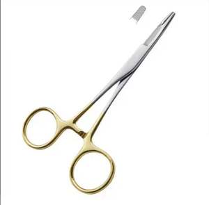 Medio oro plateado Iris tijera 115mm doble curva goma tijeras rectas dentales goma tijeras - Product Image 1