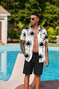 Conjunto de 2 Piezas de Ropa Hawaiana para Hombre, Camisa de Manga Corta con Botones y Pantalones Cortos, Trajes Deportivos de Playa - Product Image 5