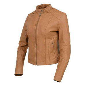 Venta caliente de diseño personalizado transpirable chaqueta de cuero de las mujeres fabricante de chaquetas de cuero de color sólido para las mujeres - Product Image 5
