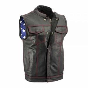 Veste en cuir de moto enduite de saison de printemps de haute qualité pour hommes Patchwork respirant perforé Street Biker Meilleurs prix - Product Image 4