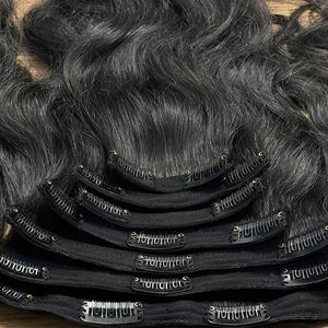 Extensions de cheveux humains vietnamiens bruts Clip dans les extensions de cheveux Clip Ins cheveux ondulés naturels vierges sans couture - Product Image 4