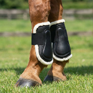 Botas de Protección para Patas de Caballos, Negras, Texturizadas, con Forro de Malla Suave, para Equitación Deportiva y Entrenamiento, Color Personalizable - Product Image 2