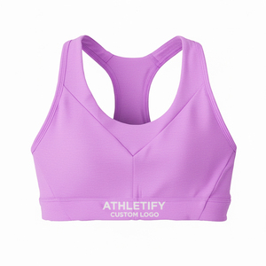 Soutien-gorge de sport pour femmes de couleur unie soutien moyen Logo avant respirant écologique pour la course à pied Yoga Fitness Training - Product Image 1