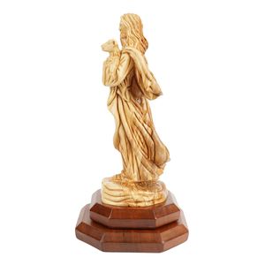 El Buen Pastor en madera de olivo – Figura de Jesús tallada a mano con cordero (26,5 cm) - Product Image 4