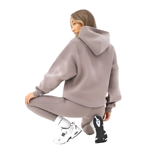 Sweat-shirt oversize pour femme en coton 50% et polyester 50%, rose taupe, streetwear, épaules tombantes, coupe décontractée, mode, vêtements d'hiver - Product Image 1