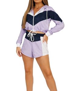 Ensemble de shorts deux pièces pour femmes, coupe-vent réfléchissant, fermeture éclair, cordon de serrage, nylon, ensemble de shorts coupe-vent deux pièces 2026 - Product Image 2