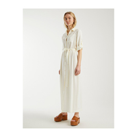 Robe décontractée confortable en viscose avec ceinture, élégante et pratique, style chemise, double poche, sans doublure, respirante, écologique, longueur maxi