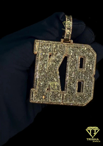 Pendentif lettre en couches coupe émeraude VVS Lab Grown Glacé Lettre de l'alphabet personnalisé Pendentif Hip Hop en argent sterling 925 - Product Image 5